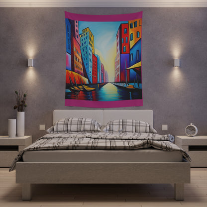 Sober Symphony - Colorful Buildings Printed Wall Tapestry