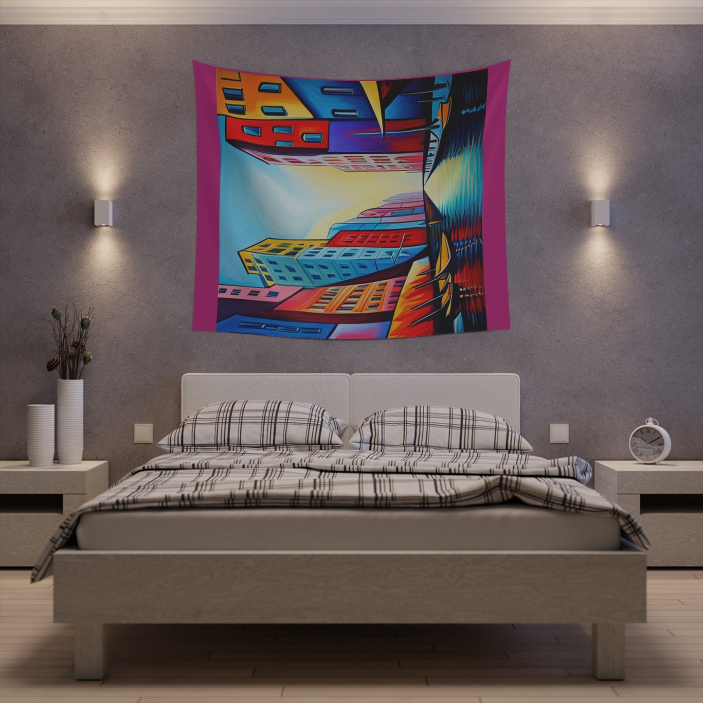 Sober Symphony - Colorful Buildings Printed Wall Tapestry