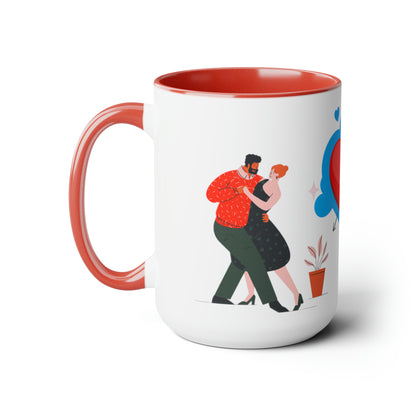 Sober Symphony - Couple Love - Two-Tone Coffee Mugs, 15oz