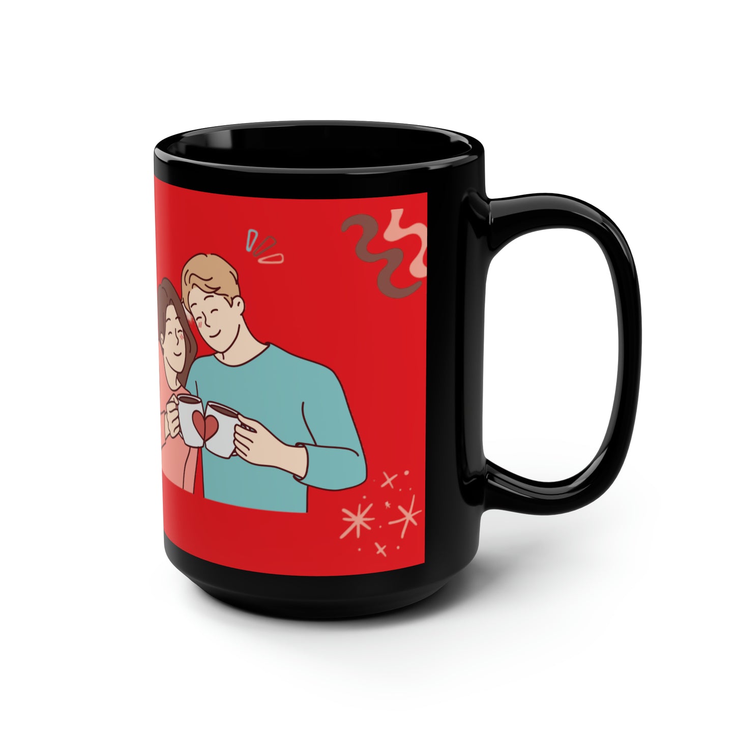 A Hug in a Mug - Black Ceramic Mug, 15oz