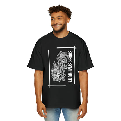 Rose Patterned Sober Symphony®  Men's Heavy Oversized Tee