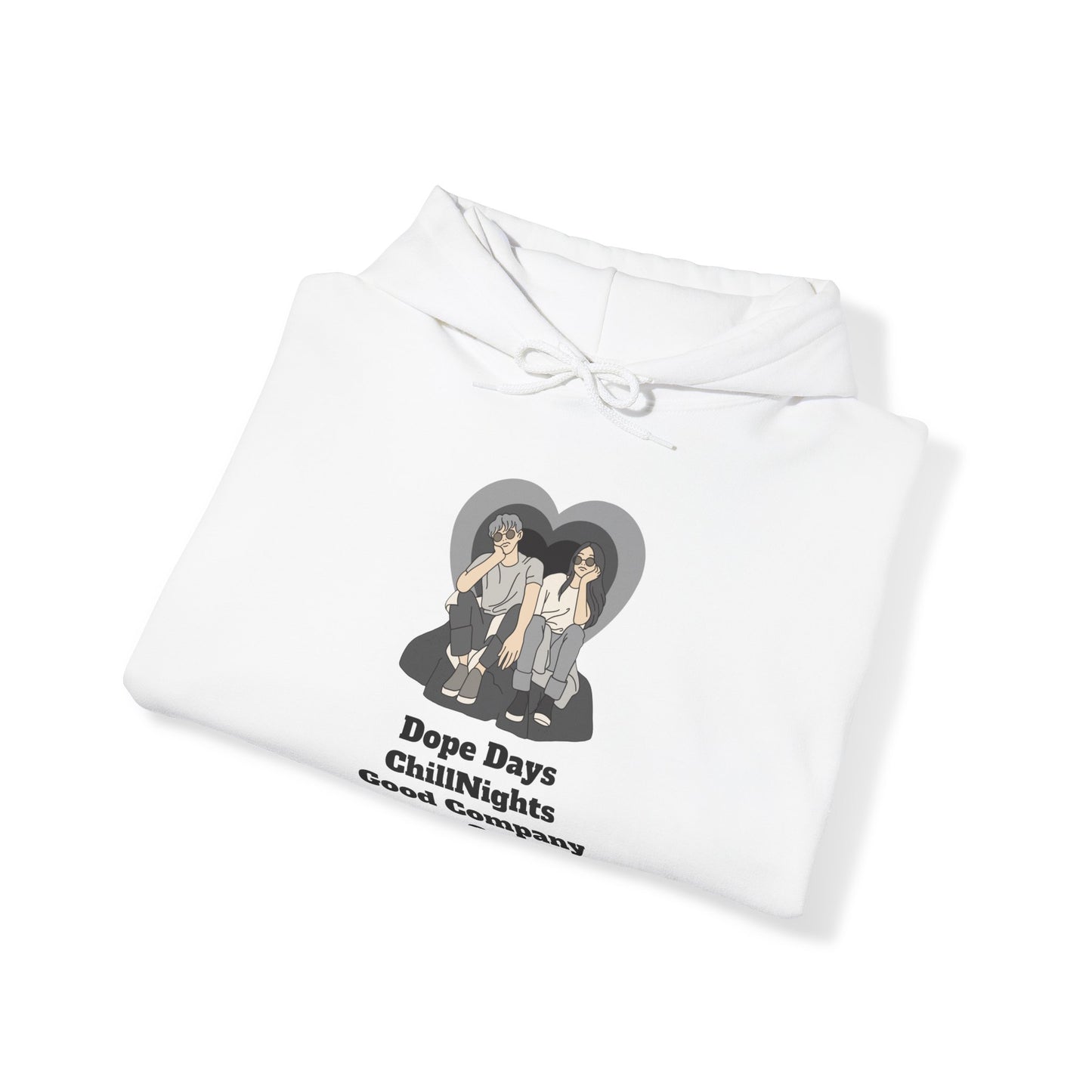 Sober Symphony - Black & White Aesthetics Illustrations Couple Unisex Heavy Blend™ Hooded Sweatshirt