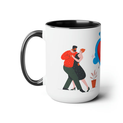 Sober Symphony - Couple Love - Two-Tone Coffee Mugs, 15oz