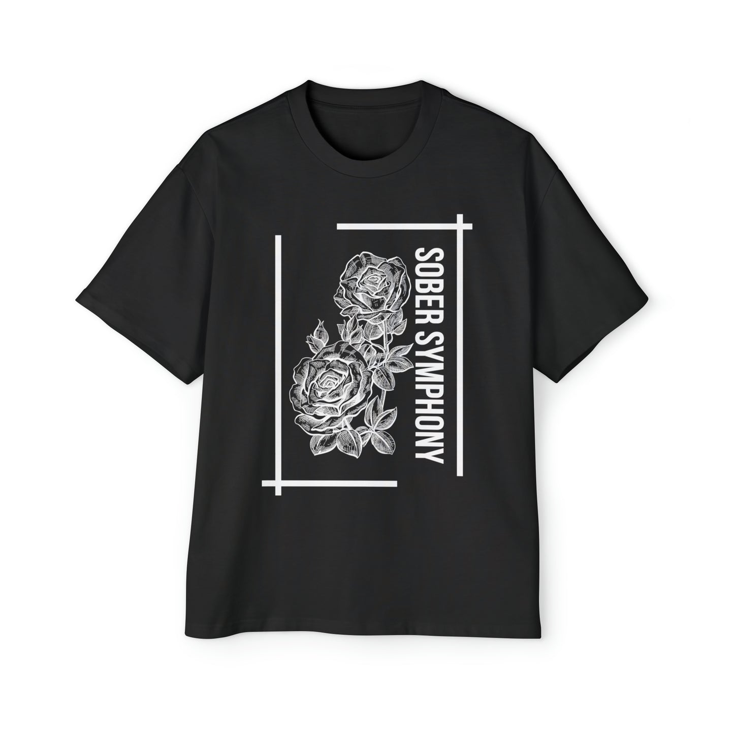 Rose Patterned Sober Symphony®  Men's Heavy Oversized Tee