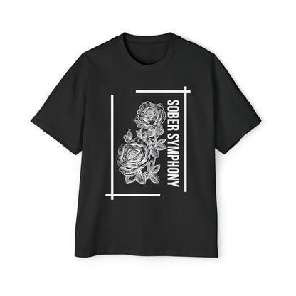 Rose Patterned Sober Symphony®  Men's Heavy Oversized Tee