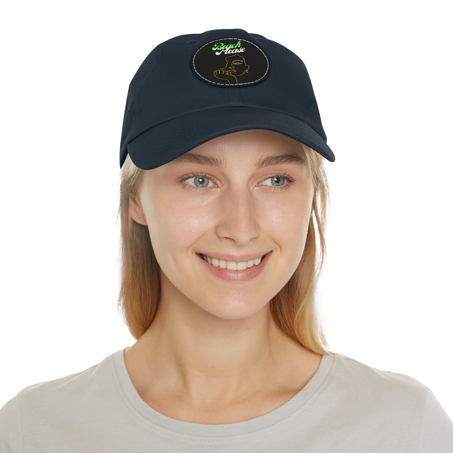 Beach Please - Baseball Cap with Leather Patch (Round)