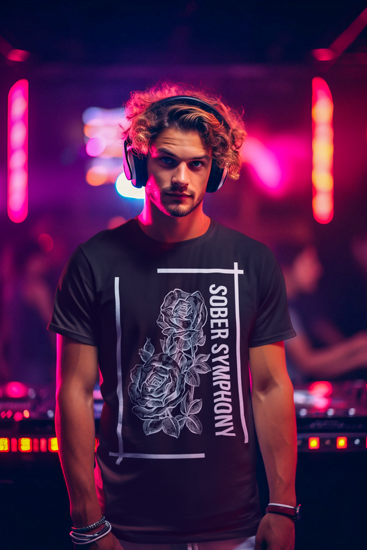 Rose Patterned Sober Symphony®  Men's Heavy Oversized Tee